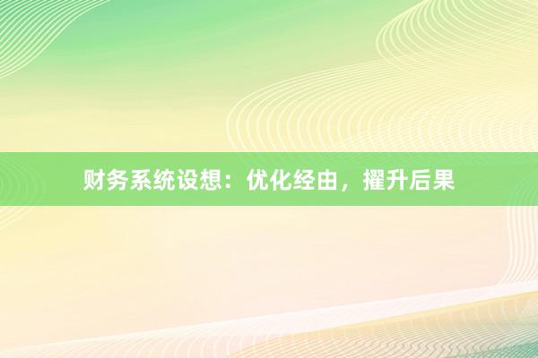 财务系统设想：优化经由，擢升后果